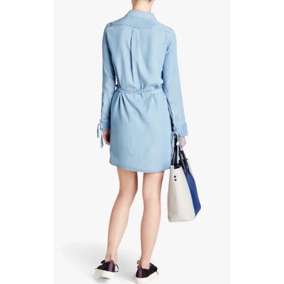 MICHAEL KORS COLLECTION • Chambray Denim Tie Waist Mini Dress - Picture 2 of 16